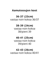 Aamutossujen koot